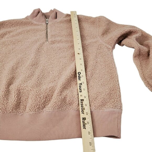 Topshop Sweater Womens 4 Blush Pink Sherpa Half Zip Pullover Outdoor Long Sleeve - Picture 9 of 10